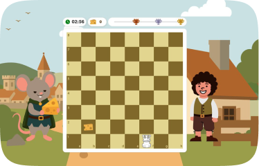 A chessboard between Rankles and Lucas, with a timer and a trophy bar