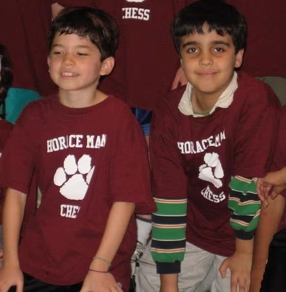 Matt and Amir at Horace Mann, age six
